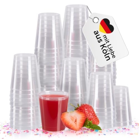 Vivaloo Schnapsgläser Plastik 2cl (20 ml) 1000 Stück - wiederverwendbare Shotgläser Plastik BPA-frei - spülmaschinengeeignete Schnapsbecher Plastik 2cl mit Eichstrich - Shotbecher - Pinnchen Plastik