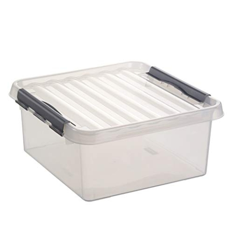 6x SUNWARE Q-Line Box - 18 Liter - 400 x 400 x 180mm - transparent/metall
