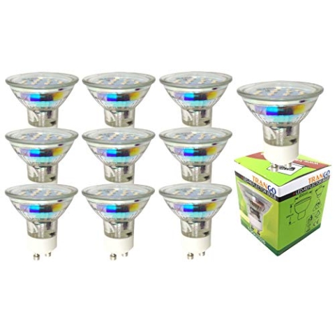 Trango 10er Pack 3-Stufen dimmbar GU1015SD*10 LED GU10 Leuchtmittel 5 Watt 3000K warmweiß ideal für Lampen mit GU10 Fassung, Einbauleuchten, Deckenstrahler, Einbaustrahler, Deckenlampen, Deckenleuchte