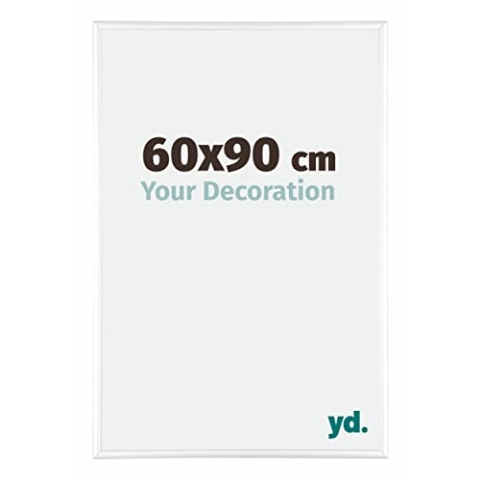 yd. Your Decoration - Bilderrahmen 60x90 cm - Weiß Hochglanz - Bilderrahmen aus Aluminium mit Acrylglas - Antireflex - 60x90 Rahmen - Kent