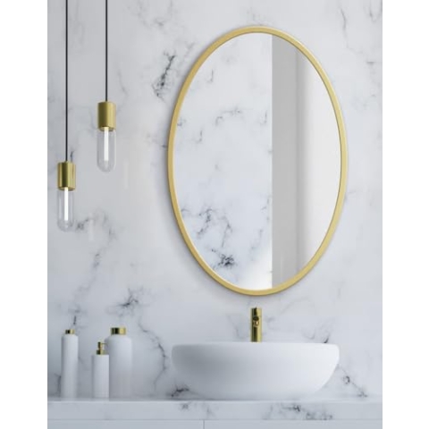 NMK HOME Runder Spiegel 80 cm - Dekorative Wandspiegel mit Goldener Rahmen für Badezimmer, Waschtisch, Wohnzimmer und Schlafzimmer