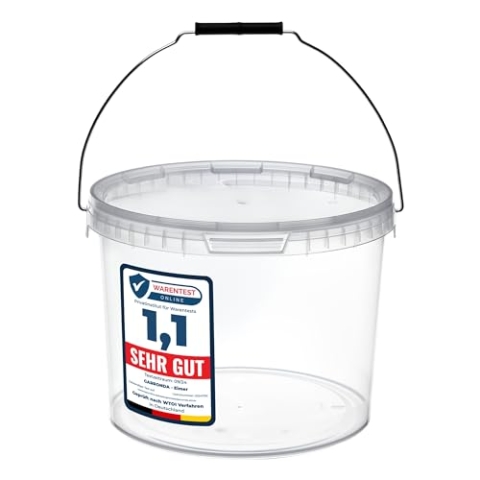 Garronda Eimer mit Deckel 10 L für die Lagerung von Lebensmittel- und Chemischen Produkten 20 Stück Transparent GD-0072