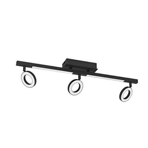 EGLO LED Deckenstrahler Cardillio 2, 3-flammige Deckenlampe mit schwenkbaren Spots, Deckenleuchte aus Kunststoff und Metall in schwarz, Deckenspot warmweiß