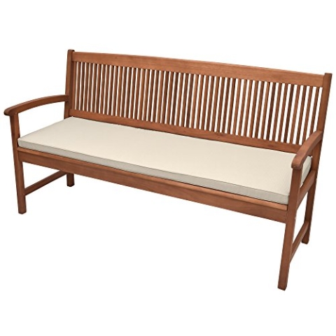Beautissu Bankauflage Natur 120x48x5 cm Base BK - Waschbare Bankkissen Sitzauflage - Bequeme Sitzkissen für Gartenmöbel Gartenbankauflage Outdoor Palettenkissen