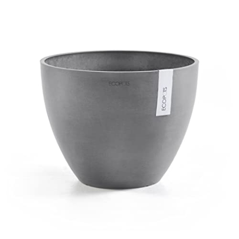 Ecopots Blumentopf Antwerp Grau - Durchmesser Ø 30 cm rund groß - Pflanzentopf aus Recycling Kunststoff - Übertopf modern für Indoor und Outdoor