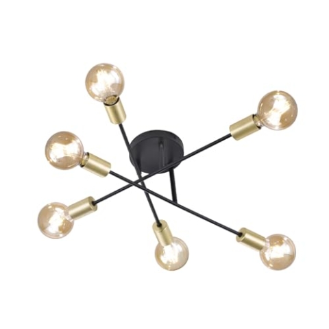 Trio Leuchten 606700632 Cross A++ to E, Deckenleuchte, Metall, E27, Schwarz matt, 56.6 x 56.6 x 19.11 cm
