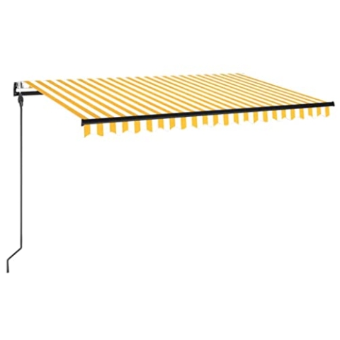 vidaXL Gelenkarmmarkise Automatisch Markise Balkonmarkise Sonnenmarkise Sonnenschutz Sichtschutz Terrasse Garten Balkon 450x300cm Gelb Weiß
