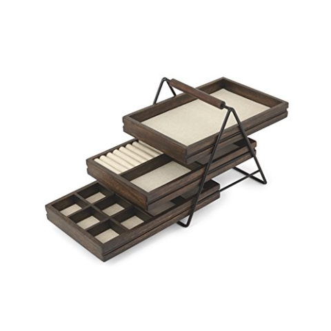 Umbra Jewelry Tray Walnut Terrace Schmucktablett Walnuss, Holz, 25.4 x 17.78 x 19.68 cm