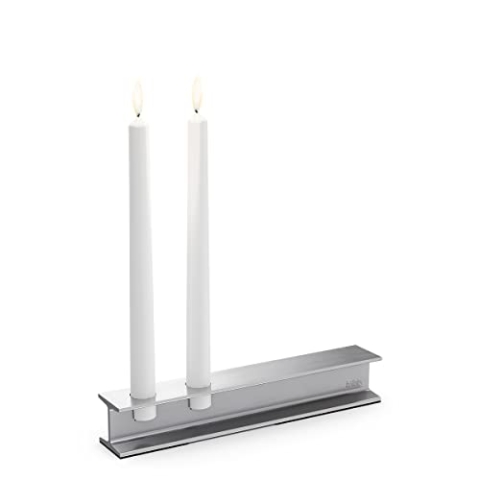 höfats - HENRY METAL II Silber - Design Kerzenhalter für zwei Stabkerzen - moderner Kerzenständer im Industrial Stahlträger-Style - aus Aluminium - Dekoration für Hochzeiten, Geburtstage, Geschenkidee