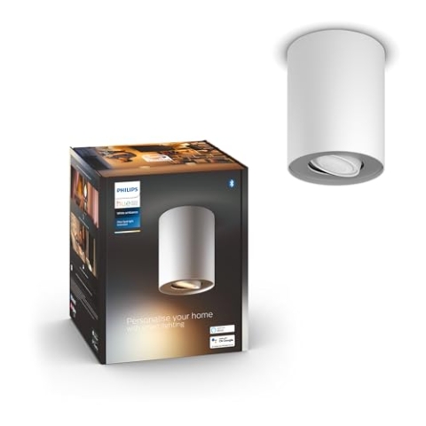Philips Hue White Ambiance Pillar 1er Spot Erweiterung, inkl. GU10 LED-Lampe, steuerbar via App, kompatibel mit Amazon Alexa (Echo, Echo Dot), weiß, neue Generation