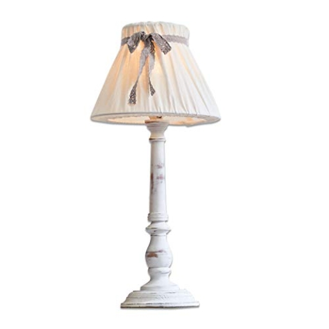 LOBERON® Tischlampe Valentin, Kiefernholz, MDF, Leinen, H/Ø ca. 44/20 cm, leinen/antikweiß