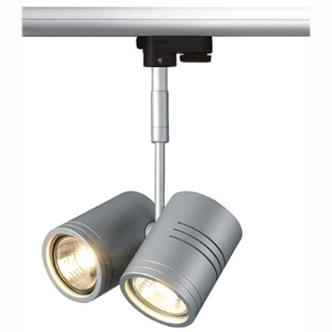3-Phasen Strahler BIMA 2, 2-flammig, 2x GU10 max. 50W, inkl. Adapter, Silbergrau
