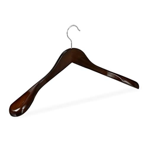 Relaxdays 50 x Anzug Kleiderbügel im Set, breite Schulter, 360° drehbarer Haken, Kostüm, Jacken, Holzbügel, Dunkelbraun