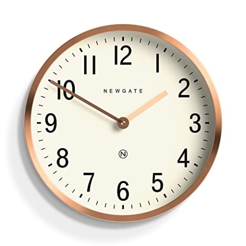 NEWGATE® Master Edwards Wanduhr – Küchenuhr – Wohnzimmeruhr – Bürouhr Uhr – Runduhr – Retro-Uhr – Designer-Uhr – Stilvolle Wohnkultur Mid-Century Modern (Kupfer)
