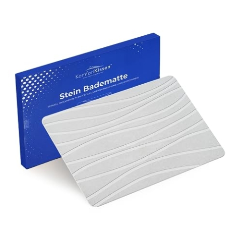 Kieselgur Badematte rutschfest, Duschvorleger Badvorleger Schnell Trocknend Natürlich Stein Bodenmatte, Bad Matte 60x39x0,9cm Super Saugfähig Badezimmermatte Badezimmerteppich