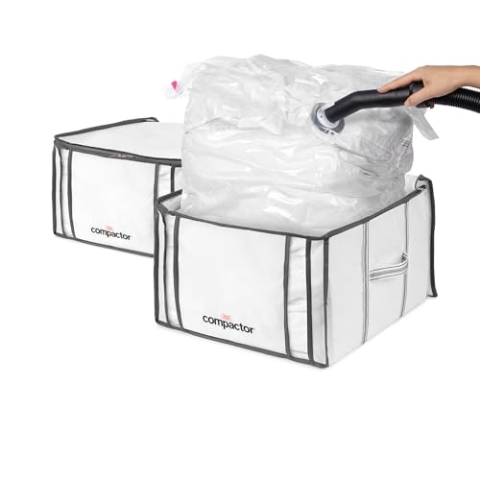 Compactor LIFE 3D Semi-Rigid Vakuum-Aufbewahrungsboxen Set, M, Weiß, 42x40x25 cm, RAN8297