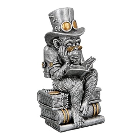 Casablanca Steampunk AFFE mit Büchern Silber Skulptur Figur Dekoartikel New Wave