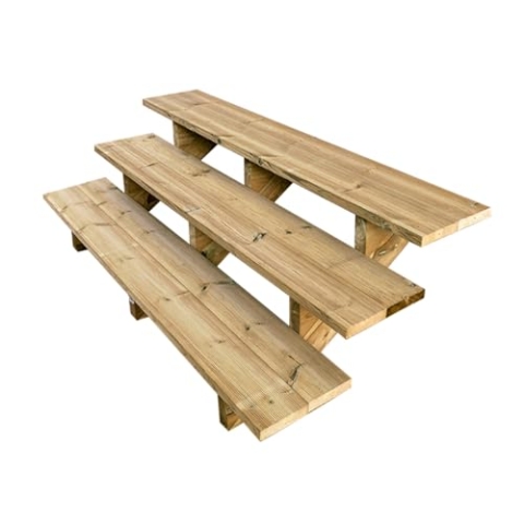 Außentreppe Holz, 2 bis 7 Stufen, fertiges Set, Gartentreppe aus Holz, für Garten, Balkon und Terrasse (3 Stufen ohne Setzstufen, 160cm)