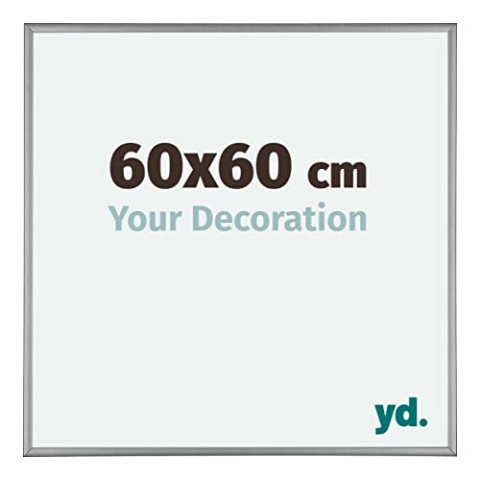 yd. Your Decoration - Bilderrahmen 60x60 cm - Platin - Bilderrahmen aus Aluminium mit Acrylglas - Antireflex - 60x60 Rahmen - Kent
