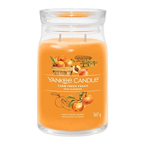 Yankee Candle Signature Duftkerze | große Kerze mit langer Brenndauer „Farm Fresh Peach“ | Soja-Wachs-Mix | Perfekte Geschenke für Frauen