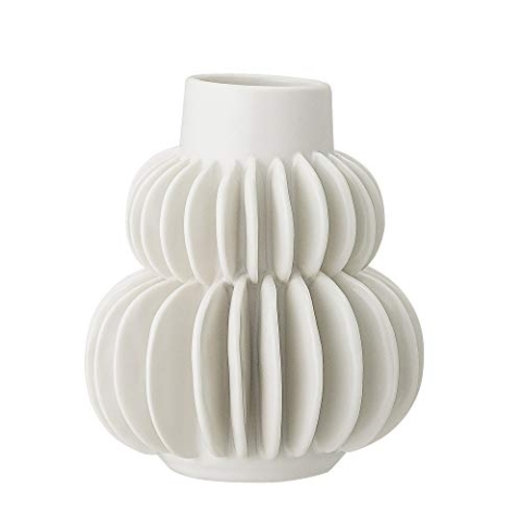 Bloomingville Vase aus Steingut in der Farbe Weiß, Maße: 11,5cm x 11,5cm x 14cm, 82047448