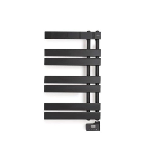 CREATE / Warm Towel Modern/Elektrischer Handtuchhalter für die Wand schwarz / 80 x 50 cm / 2 in 1, 6 Betriebsmodi, LCD-Display, Timer bis zu 24 Stunden, 400 W
