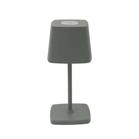 Luxus europe - Tischlampe Touch Deluxe - Aimée - Grau - H21 x Ø10 - Terrassenlampe - Schreibtischlampe - LED - Wiederaufladbar - Dimmbar - Kabellos - Batteriebetrieben - Tischlampe für innen und außen