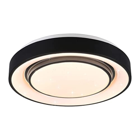 Reality Leuchten WiZ LED Deckenleuchte Mona R65041032, 20 Watt RGBW LED mit 16 Mio. Farben + 64.000 Weißtöne + 18 Licht-Szenen, Steuerung über App + Sprachsteuerung + Wandschalter, Schwarz Matt