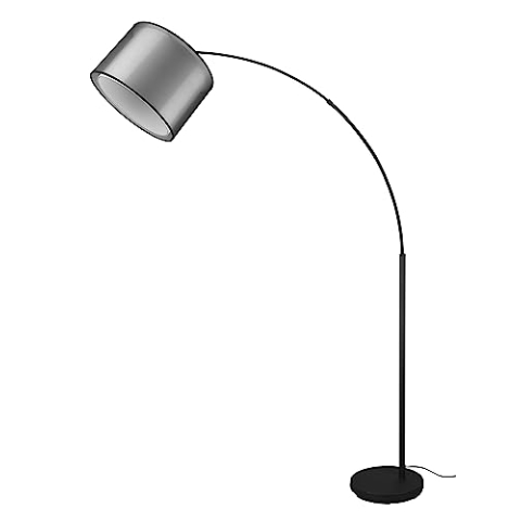 Trio Leuchten Stehleuchte Burton 411490132, Metall Schwarz matt, Schirm Stoff weiß, exkl. 1x E27