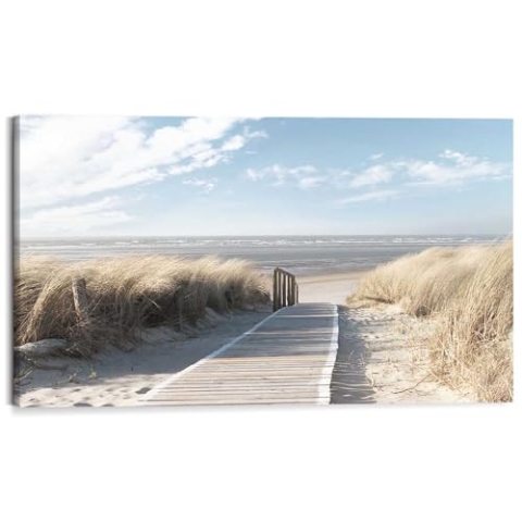 REINDERS Wandbild, Weg durch die Dünen, Wohnzimmer, Wandbild, Wanddeko, Room Decor, MDF, Beige, 70x118cm