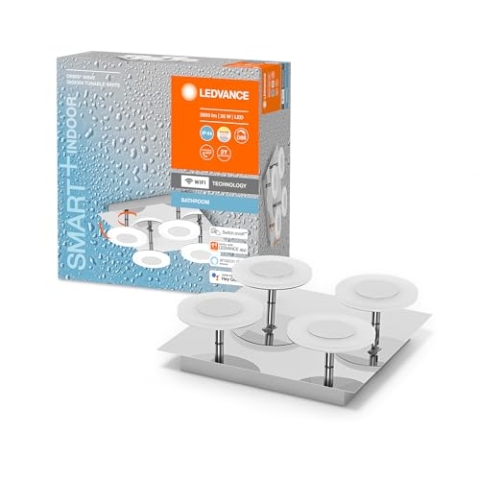 LEDVANCE Smart LED Badezimmerlampe chrome, 26W, 2800LM, 3000-6500K, 30cm, IP44, Orbis Wave Wandleuchte, Badezimmerleuchte mit Wifi Technologie, dimmbar, steuerbar über App und Sprachassistenten