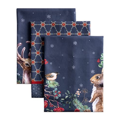 Maison d' Hermine Christmas Joy 100% Baumwolle Set von 3 Multi-Purpose Küchenhandtuch | Bar Handtücher | Thanksgiving/Weihnachten (50cm X 70cm)