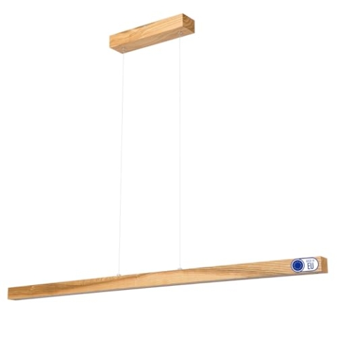alfalux Lampe LED Hängelampe aus Holz Wohnzimmer Esszimmerlampe Hängeleuchte Pendelleuchte Esstischlampe Küchenlampe Höhenverstellbar LED115KB-4K-RUSTIKAL 115 cm Neutralweißes Licht Rustikal