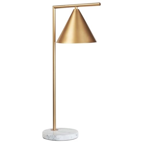Tischlampe Metall gold mit Schirm Kegelform runder Marmorfuß 65 cm modern Mocal