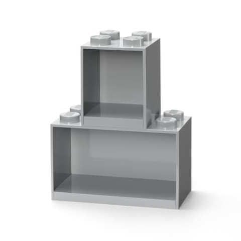 Room Copenhagen LEGO Baustein-Regalset, 2 Stk. -Grau, Gold, one size