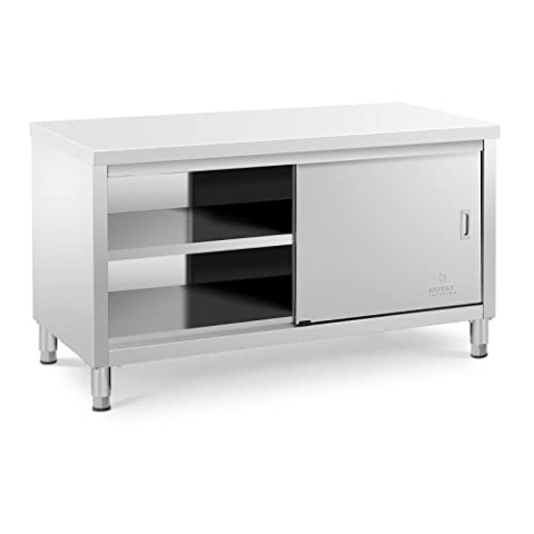 Royal Catering Arbeitsschrank Edelstahl 150 x 70 x 85 cm 500 kg Tragkraft Gastro Edelstahlschrank