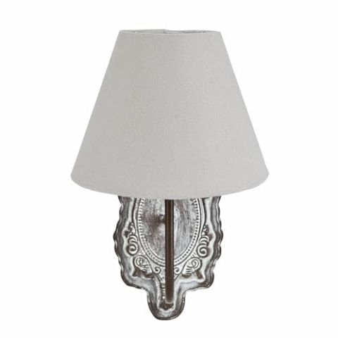 LOBERON Wandlampe Abondant, detailreiche Wandhalterung, nostalgische & romantische Wandleuchte, antikes Flair, Wohn-Accessoire, Polyester, Baumwolle, Polyresin, antikgrau