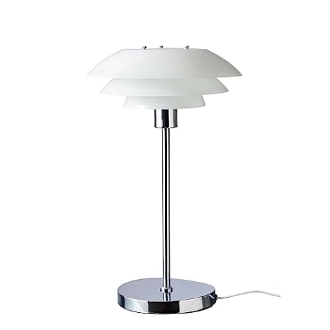 Dyberg Larsen DL31 Tischlampe | Tischleuchte ohne Leuchtmittel | Nachttischlampe für den Innenbereich | Mattes Weiß Schreibtischlampe aus Metall im Dänischen Design | E27/60W