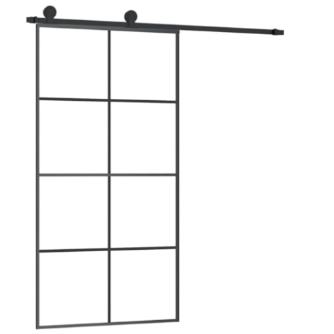 vidaXL Schiebetür mit Beschlag 102,5x205 cm ESG-Glas & Aluminium, Glasschiebetür, Aluminium Schiebetür, Innentür, Schiebetür Innenbereich, Glastür