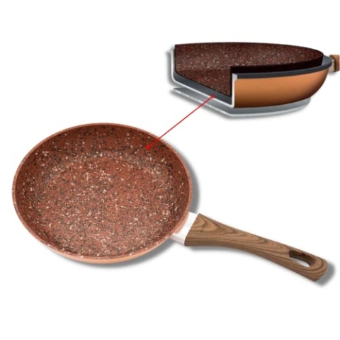 STARLYF Copper & Stone Pan Antihaft-Pfanne, 24 cm, mit Granitinnenbeschichtung, sehr leicht zu reinigen, kratzfest (24 cm)