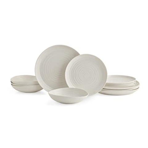 Portmeirion Home & Gifts Sophie Conran 12-teiliges Coupe-Set, Porzellanweiß, 27,9 x 27,9 x 2,5 cm (Weiß, 27,9 x 27,9 x 2,5 cm)