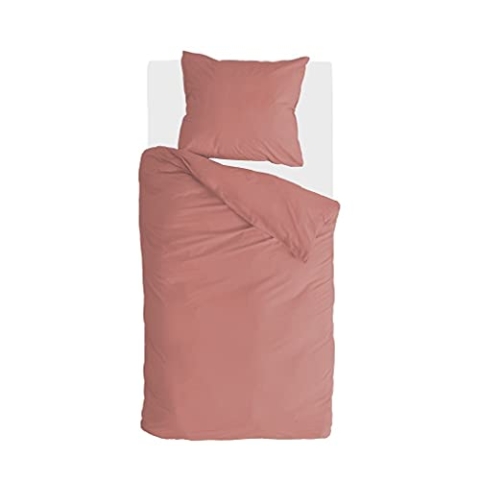 Walra Bettwäsche-Set - Größe 135x200, 100% Baumwolle - Vintage Cotton - Weiche und Angenehme Bettwäsche Set mit 80x80 Kissenbezug, Reißverschluss - Terrakotta