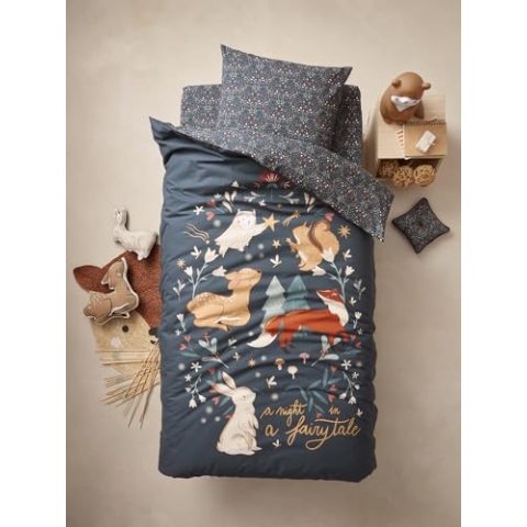 VERTBAUDET Kinder Bettwäsche-Set Magic Forest grün Bedruckt 140X200 63X63