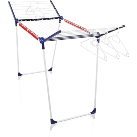 Leifheit Standtrockner Pegasus 200 Solid mit 20m Trockenlänge für 2 Wäscheladungen, Flügelwäschetrockner für Lange Wäsche mit 4 Kleinteilehaltern, Kleiderbügelstangen und 5 Bügeln [Amazon Exclusive]
