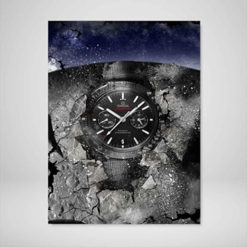 DEVICI Wandbilder – Omega Speedmaster Dark Side Of The Moon – Wandbilder Wohnzimmer, Büro, Bilder Leinwand, Poster & Kunstdrucke, Wanddekoration Wohnzimmer