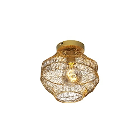 Qazqa - Orientalisch Orientalische Deckenlampe Gold I Messing 25 cm - Vadi I Wohnzimmer I Schlafzimmer - Stahl Rund - LED geeignet E27