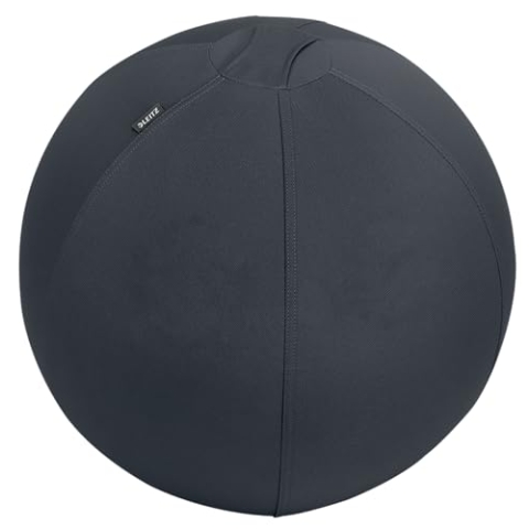 Leitz Ergo Active Sitzball mit Anti-Wegroll-Funktion, Ergonomische Alternative zum Bürostuhl, Gymnastikball, 55 cm Durchmesser, Stoffbezug, Für Büro oder Home Office, Ergo-Serie, Dunkelgrau, 65410089