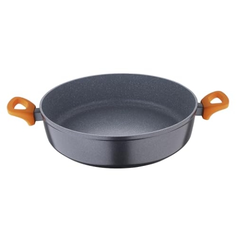 San Ignacio Lavacio - 32 cm Paellera - Hergestellt in geschmiedetem Aluminium - Antiadherentes Innenraum Marmol Whitford - Gesamtinduktion - Baquelita Mango mit weichem Touch