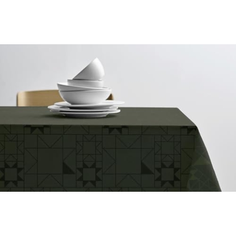 Södahl Star Damask Tischtuch aus 100% Baumwolle, 140 x 320 cm, Forest Green