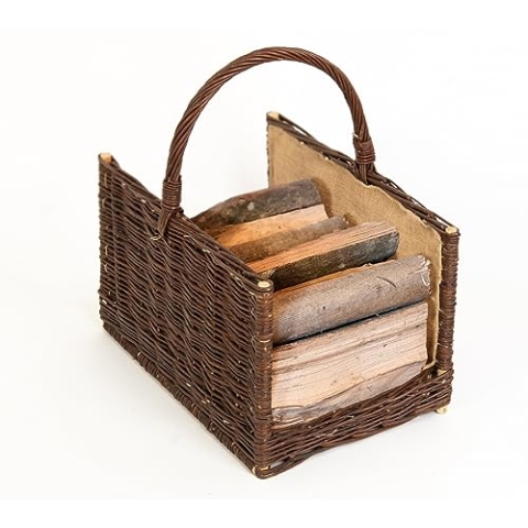 WESTMANN Kaminholzkorb Olga | 34x50x21 cm Rattan | Weidenkorb & Brennholzkorb zum Verstauen von Feuerholz